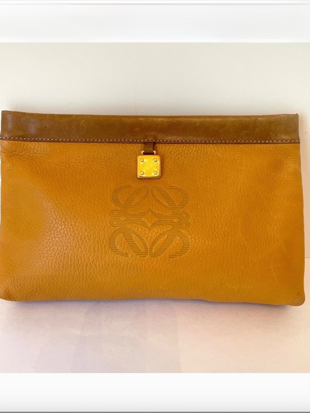 Loewe Vintage Anagram Bullhide Full Grain Leather Snap Frame Pouch/Clutch